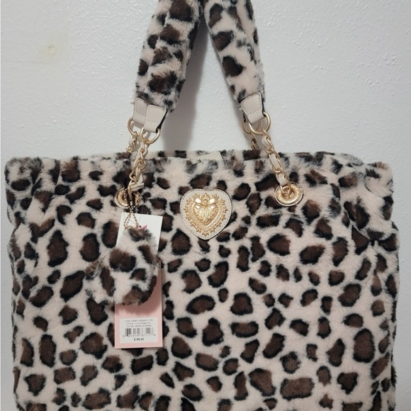 Juicy Couture Handbags - Juicy Couture Viral hard to find Snow Leopard Faux Fur Tote with Gold Emblem